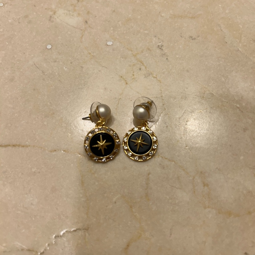 J. Crew Black and Gold Star Earrings